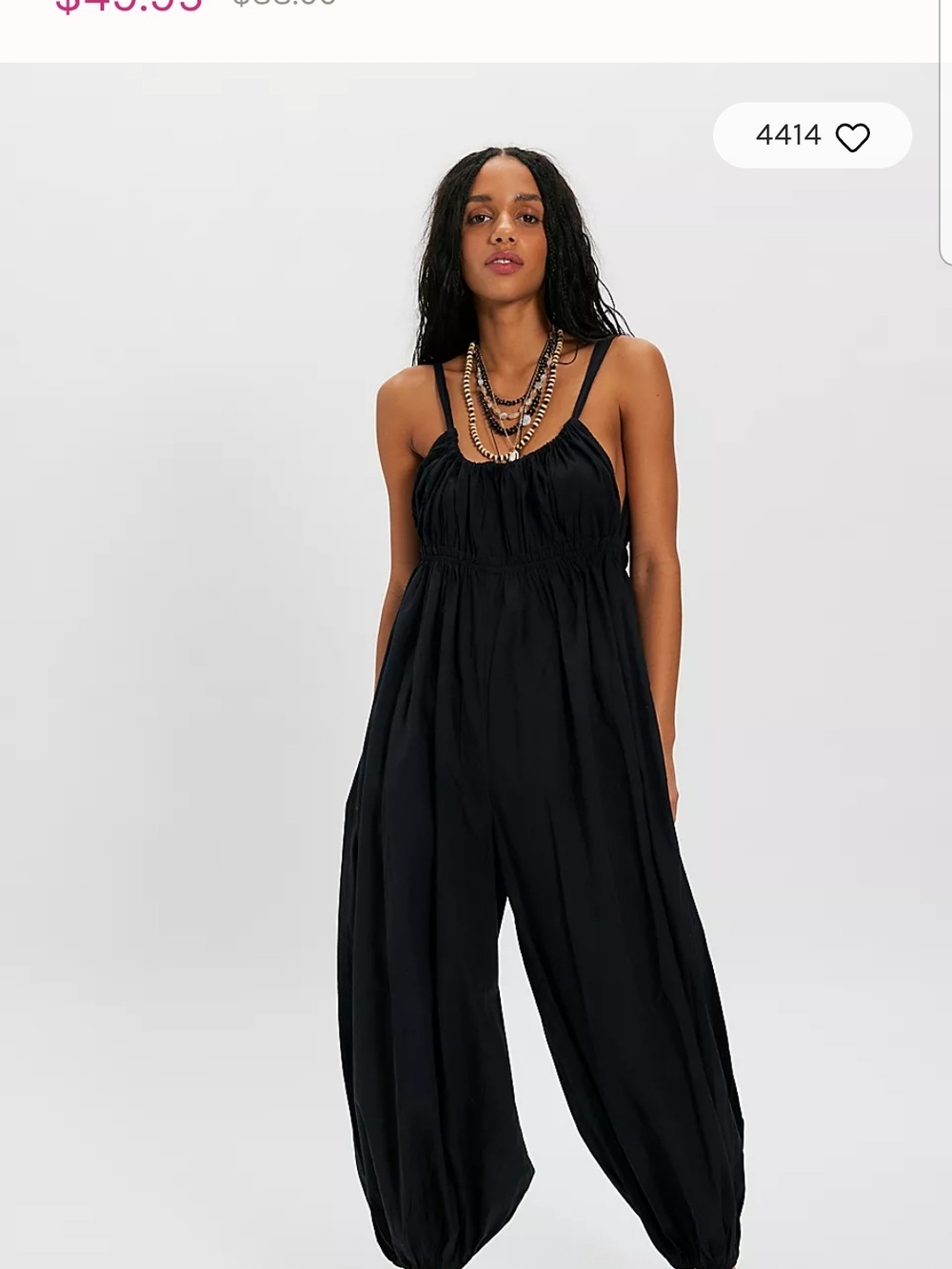 Black Harem Romper Jumpsuit with Gathered Bodice